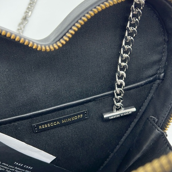 Rebecca Minkoff Heart Crossbody Bag Black Gold Silver - Picture 9 of 16